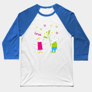 colorful mouses in love Baseball T-Shirt